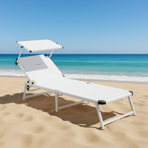 Chaise longue blanche MARBELLA avec pieds pliants Modèle 0410012N C00 Chaise pliante confortable - Product Image 3