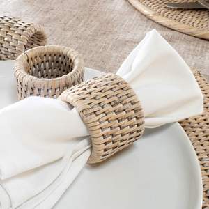 Vente en gros pas cher Anneau de serviette en rotin pour décoration de table avec strass et bling Anneau à boucle pour serviette de table - Product Image 3