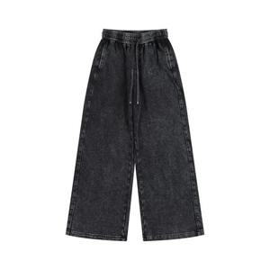 กางเกงวอร์มทรงตรงไซส์ใหญ่พิเศษ พร้อมเข็มขัด ผ้าฝ้ายฟลีซฟอกสไตล์วินเทจ สำหรับใส่ในชีวิตประจำวัน แฟชั่นวัยรุ่น - Product Image 1