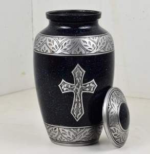 Croix d'argent signée sur Dieu urnes fabriquées à la main de luxe en aluminium urne de crémation boîte adultes boîte souvenirs urnes funérailles pour cendres - Product Image 2