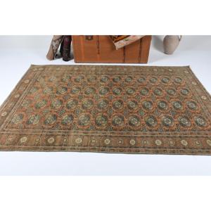 Turkish Vintage Rug 0.4x6.8 ft (12x207 cm), <b>Brown</b> <b>Wool</b> Rug - Product Image 3