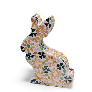 Sculpture de lapin de Pâques en nacre élégante et artisanale, ornement décoratif pour la maison, cadeau de printemps, provenance du Vietnam - Product Image 2