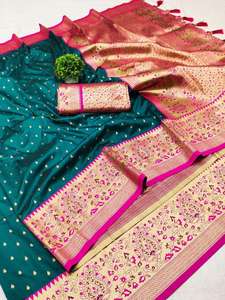 Onam Special Designer Sarees with Zari Weaving Soft Silk Indian & Pakistani Clothing Mercado mayorista en India - Product Image 3