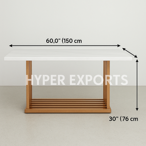 โต๊ะรับประทานอาหารสุดทันสมัย60x40นิ้วหินอ่อนสีขาวพร้อมฐานสแตนเลสสีทองเฟอร์นิเจอร์บ้านดีไซน์ฟาร์ม4ที่นั่ง - Product Image 3