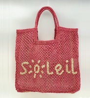 Sac fourre-tout en jute tendance, écologique, à fermeture ouverte, réutilisable, grande capacité, sac de plage et de voyage pour femmes, broderie, motif uni