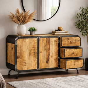 Buffet de style industriel en métal élégant avec tiroirs de rangement pour appartement et salon d'hôtel - Product Image 1
