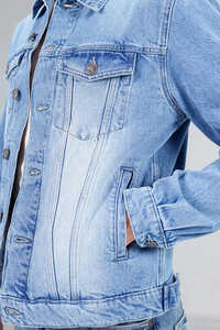 OEM High Quality Brand logo Top Model <b>Vintage</b> Washed Custom Mens <b>Denim</b> Custom Paint Jeans <b>Jacket</b> Wholesale Price - Product Image 6