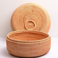 Panier de rangement multifonctionnel en rotin tressé à la main, écologique, avec couvercle, taille et couleur personnalisables, tolérance de précision élevée, haute précision