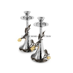 Set of 2 Metal <b>Brass</b> Table Decoration Home Candle Holders Latest Designing Top Selling Modern Fancy Lightening Candle Holders - Product Image 2