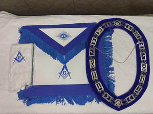 Tablier respirant brodé de la Loge Bleue maçonnique, Maître Maçon, fabriqué au Pakistan en cuir de mouton véritable/coton - Product Image 2