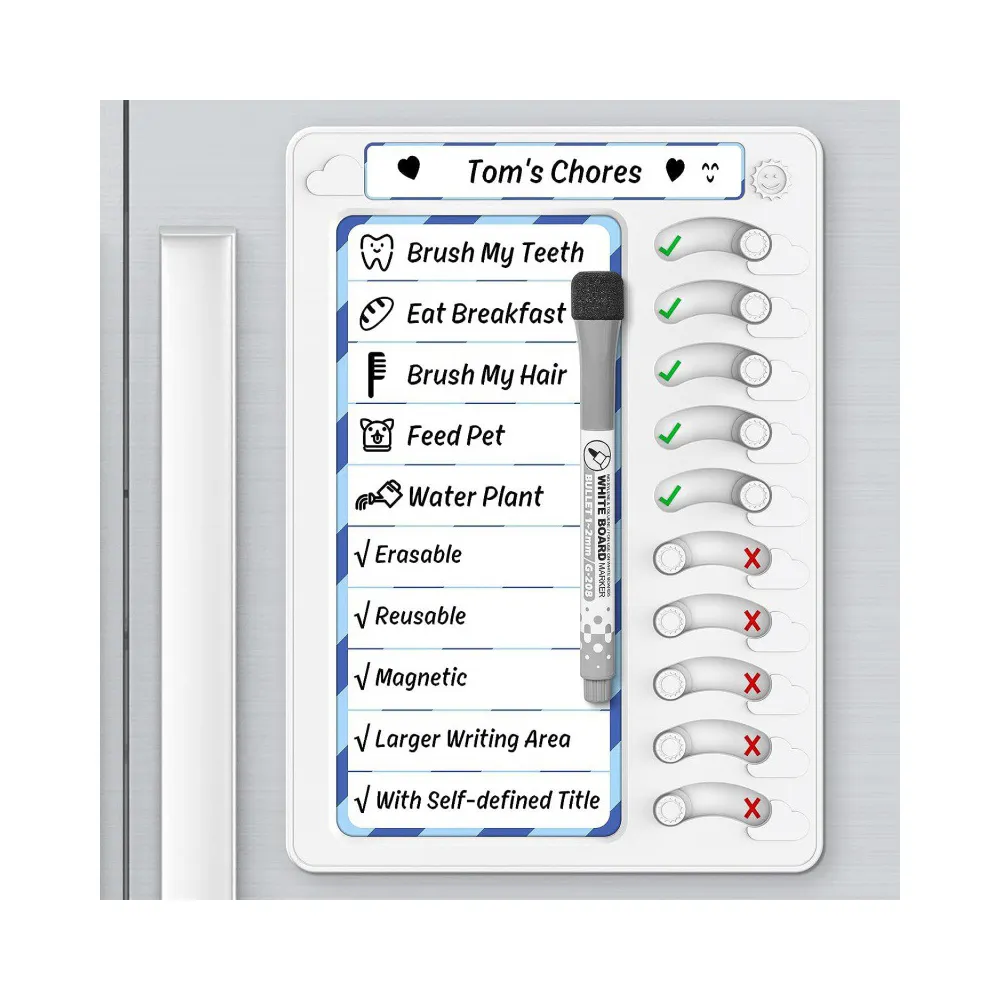 Tablero de lista de tareas al por mayor, tabla de tareas magnética para refrigerador para niños con cartulina desmontable para tablero de lista de verificación del hogar