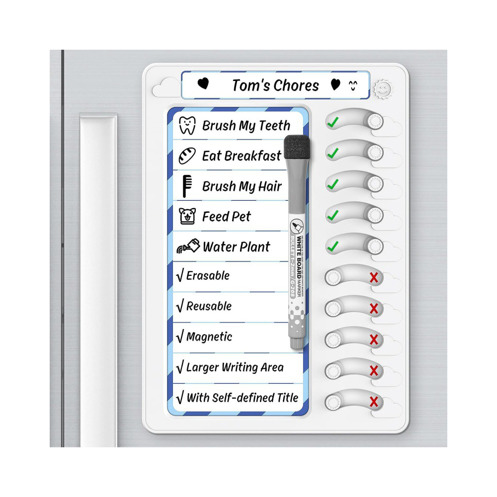 Tablero de lista de tareas al por mayor, tabla de tareas magnética para refrigerador para niños con cartulina desmontable para tablero de lista de verificación del hogar