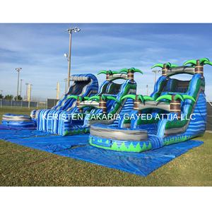 Centro de Juegos Inflable de Mármol Azul de Grado Comercial, Tobogán Tropical de Gran Escala para Eventos de Alto Volumen - Product Image 1
