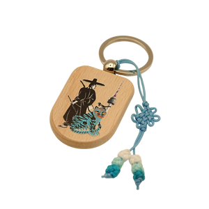 Porte-clés en bois Hojakdo_Gat Archer imprimé UV durable, motif Tigre bleu avec pieuvre, N Tower - Product Image 3