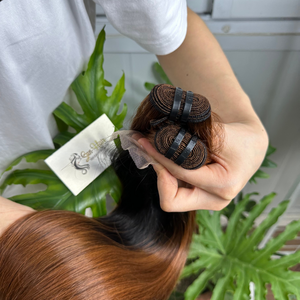 บริษัทซันแฮร์ ชุดต่อผมแบบไลท์บราวน์ออมเบร พร้อมเชือกผูกผมแบบ HD Lace Closure ผมแท้เวียดนาม ต่อผมแบบ Cabello Humano วิกผม Perruque - Product Image 6