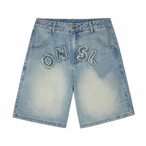 <b>Mens</b> Denim Jeans Shorts Embroidered Heavy Duty Cotton Durable <b>Stretch</b> Breathable Summer Wear Comfortable Mid Length Stylish - Product Image 1