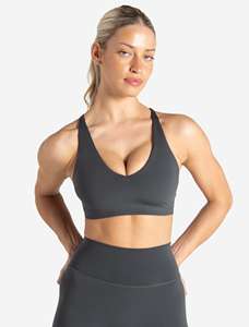 Soutien-gorge de sport réglable gris tempête personnalisé trou de serrure détail arrière lisse fort impact et Ultra extensible adulte femmes Fitness soutien-gorge de sport - Product Image 6