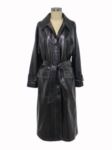 Abrigo Largo de Cuero PU para Mujer, Impermeable, Cortavientos, con Cinturón, Estilo Gabardina, Ropa de Invierno Informal - Product Image 6