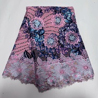 Tissu en dentelle africaine brodée de haute qualité, nouveau tissu en dentelle Ankara, 5 yards, 100% coton pour robe de fête