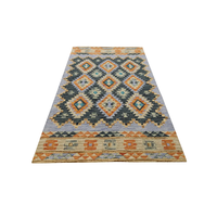 Alfombra Tejida de Lana/Seda para Interiores, Bordada, de Alta Calidad, Pelo Plano, Reversible, Moderna, Grosor Medio, Base de Nailon Antideslizante para el Hogar