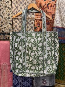 BOLSO DE TODO Acolchado Algodón Estampado a mano Reversible Bolso grande Compras Jhola Every Day Bag Ecológico Uso diario - Product Image 4