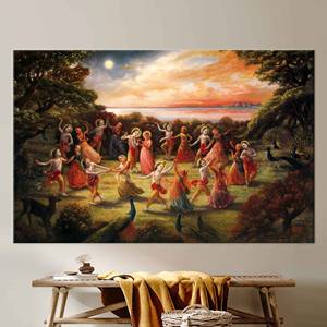 Impresión en Lienzo: Póster del Baile Rasa Lila de Radha Krishna, 1 Pieza: Enmarcado para Exhibición - Product Image 1