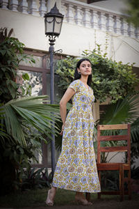 Eco-Friendly Floral Block Print 100% Cotton Midi <b>Dress</b> Handcrafted Ethnic Motifs Casual Daily Occasions with Short Sleeves - Product Image 5