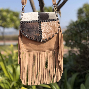 Bolso con flecos de piel de vaca auténtica, novedad, gran oferta, bolso de estilo occidental, bolso cruzado, bolso bohemio para mujer, Bolso multiusos - Product Image 1