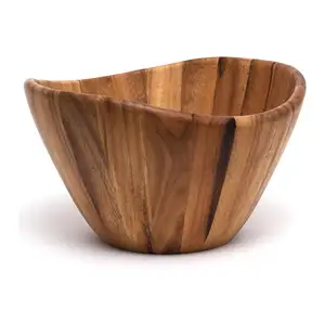 Hot selling Acacia Wave Serving Bowl for Fruits or Salads Wooden Round Bowl Vegetables Salad Bowl for Your Kitchen