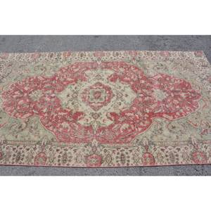 Alfombra de lana turca Vintage de 5x9 pies, diseño de retales rojo y verde, técnica de tejido plano para decoración para sala de estar, látex de 10mm de espesor - Product Image 4