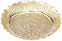 Assiette à riz moderne en laiton pur, jetable, petite, de la marque Adiba Home Decor, pour Puja Diwali Bhog Thali, avec un motif floral en relief