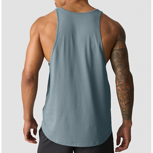 100% coton blanc musculation exercice Gym coupé haut débardeur ourlet incurvé Sublimation entraînement ajustement débardeur pour hommes - Product Image 3