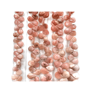 Perles de pierre de Quartz opale rose personnalisées de haute qualité gouttes de poire Briolette lisse 7 pouces taille 5-7mm avec environ 4mm - Product Image 2
