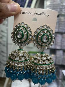 Traditional & <b>Fashionable</b> Latest Designer Indian Wholesale Jewelry of Jhumka Kundan <b>Earring</b> Set for Women & Girl Stylish <b>Earring</b> - Product Image 4