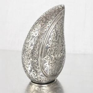 Silver Metal Teardrop Cremation Ashes Urn with Embossed Design Perfect for Mini <b>Keepsake</b> and Bulk Wholesale <b>Memorial</b> Supplies - Product Image 3
