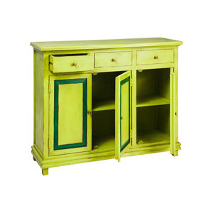 Armoire de rangement en bois de manguier moderne vert à 3 portes écologique sur roue multifonctionnelle conception personnalisée OEM/ODM exportateur - Product Image 6