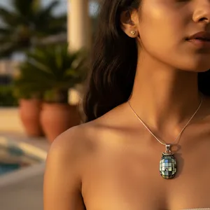 Collier pendentif tendance pour femme en argent avec perle de culture, plaqué rhodium, or 14 carats, zircon turquoise, diamant, or rose, cadeau idéal - Product Image 1