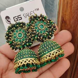 Pendientes Jhumki de calidad superior Pendientes ligeros perfectos para ropa informal y ropa occidental de Indo Jhumkis - Product Image 2