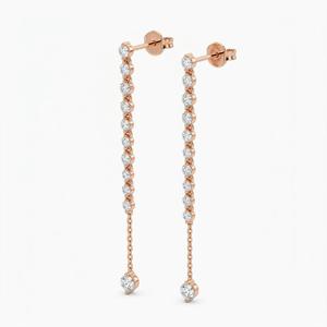 Women's 18K Yellow Gold Lab Grown <b>Diamond</b> <b>Dangle</b> <b>Earring</b> Round Brilliant Cut IGI Certified Classic Look Everyday Wear - Product Image 2