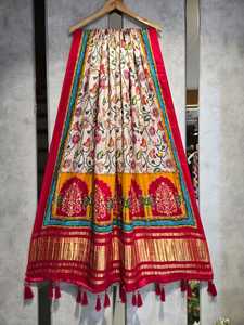 ผ้าไหม gajji บริสุทธิ์ dupatta สำหรับอินเดียและปากีสถานเงางามสง่างามพร้อมรายละเอียดที่ซับซ้อน - Product Image 5