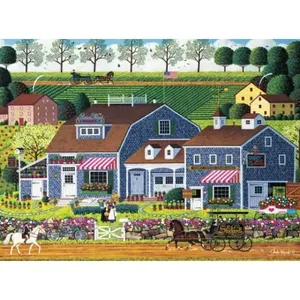 Prairie Wind Flowers Country Scene Granja Caballos Azulejo de cerámica Mural Murales Backsplash - Product Image 1