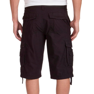 Men's Solid Plain Dyed Breathable Eco-Friendly Casual Cargo Shorts High Quality Elastic Waist Polyester/Cotton Customizable - Product Image 4