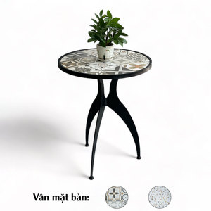 Modern 60cm Round <b>Coffee</b> <b>Table</b> with Durable Metal Iron <b>Legs</b> and Artistic Ceramic Tiles Living Room Furniture-CFD68191 - Product Image 6