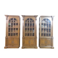Vitrine antique, armoire de présentation classique, bibliothèque en bois, bibliothèque avec porte en verre, armoire durable pour la cuisine