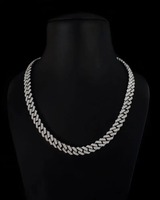 Chaîne cubaine 10 mm sertie de moissanite avec sertissage griffe, bijoux de corps de luxe plaqué argent pour homme, style hip-hop, KRISHNAM JEWELS