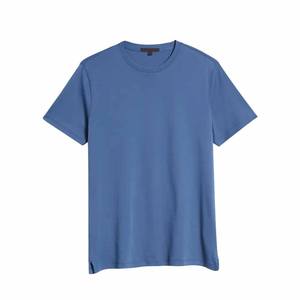 Camiseta de cuello redondo de Jersey de algodón azul básico para hombre, camisetas de verano de manga corta informales con estampado - Product Image 5