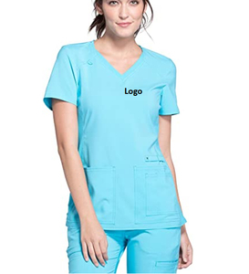OEM Custom Women <b>Scrubs</b> <b>Top</b> V-Neck Knit Panel Nurse Uniform Customized <b>Scrub</b> Uniform - Product Image 5