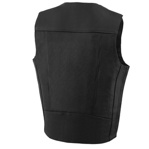 Gilet de motocycliste à col en V noir pour hommes, coque souple, cuir respirant, tissu boutonné, logo/impression, usage extérieur et hiver - Product Image 5