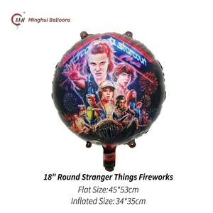 Ballons en aluminium gonflables à l'hélium de la série <span class=keywords><strong>Stranger</strong></span> <span class=keywords><strong>Things</strong></span>, jouet de décoration de fête de dessin animé pour l'anniversaire des enfants, la réunion et la célébration, vente en gros - Product Image 5