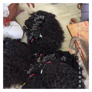 Raw Natural Curly Machine Doble trama Solo donante Mejor calidad Indio Humano Sin procesar Barato Remy Grado Extensiones de cabello - Product Image 2